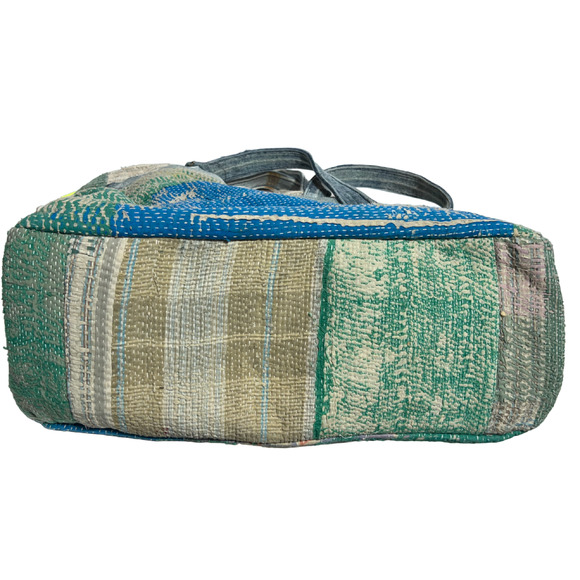 NEW FREE PEOPLE WE THE FREE BLUE GREEN SASHIKO TOTE BAG - Picture 3 of 13